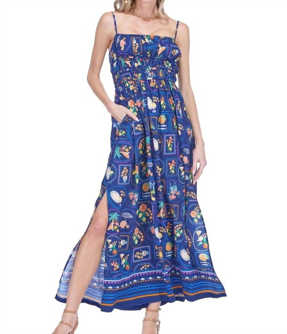 NEW JOY JOY cinched waist dress in tuscan tiles